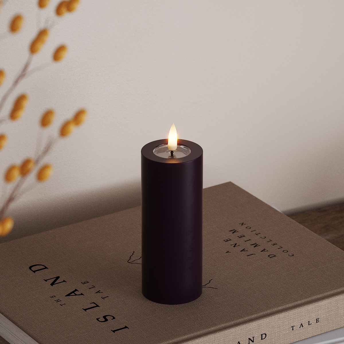 Deluxe Homeart LED Pillar candle Ø 5 x 12.5 cm Dark Purple LED Pillar candle 3
