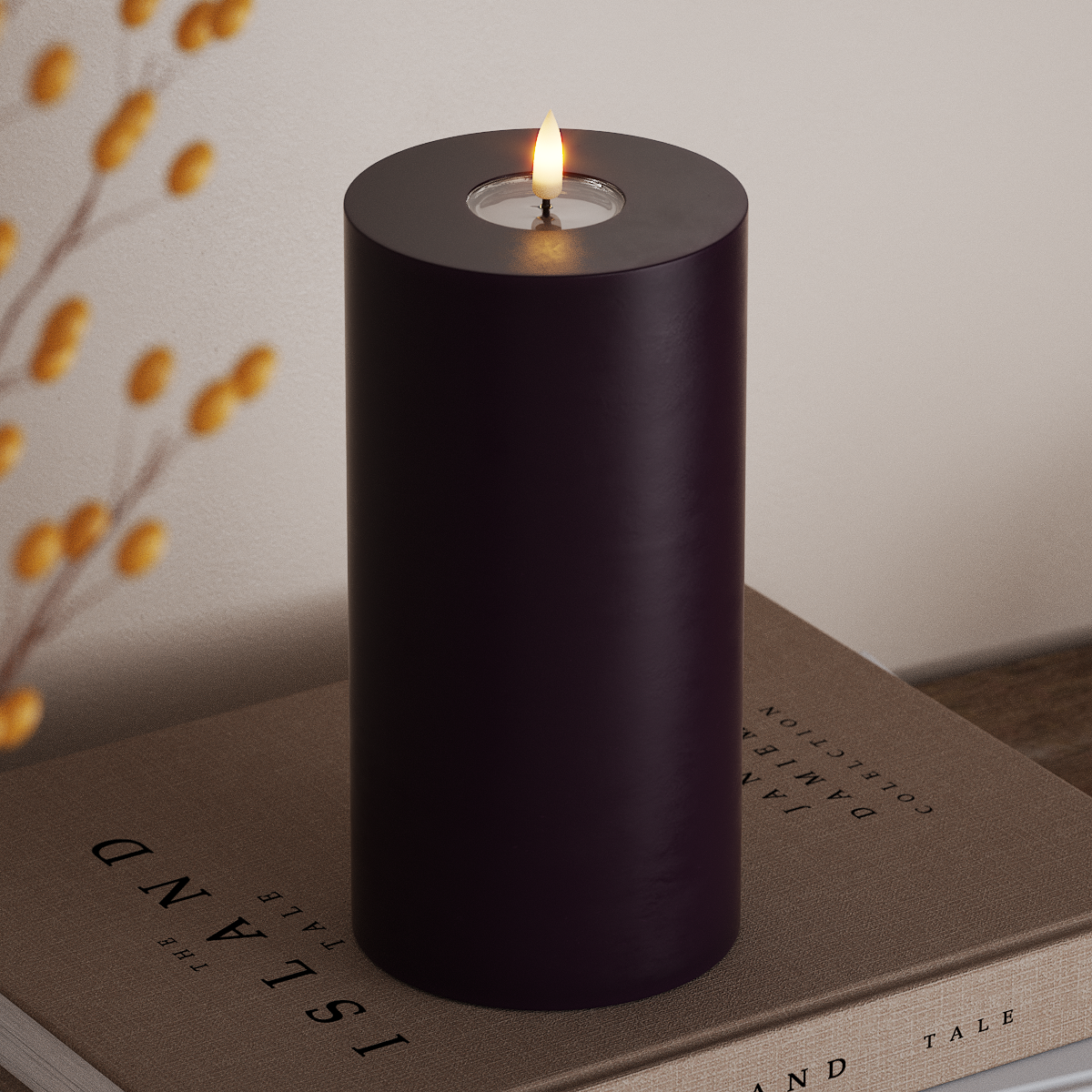 Deluxe Homeart LED Pillar candle Ø 10 x 20 cm Dark Purple LED Pillar candle 3