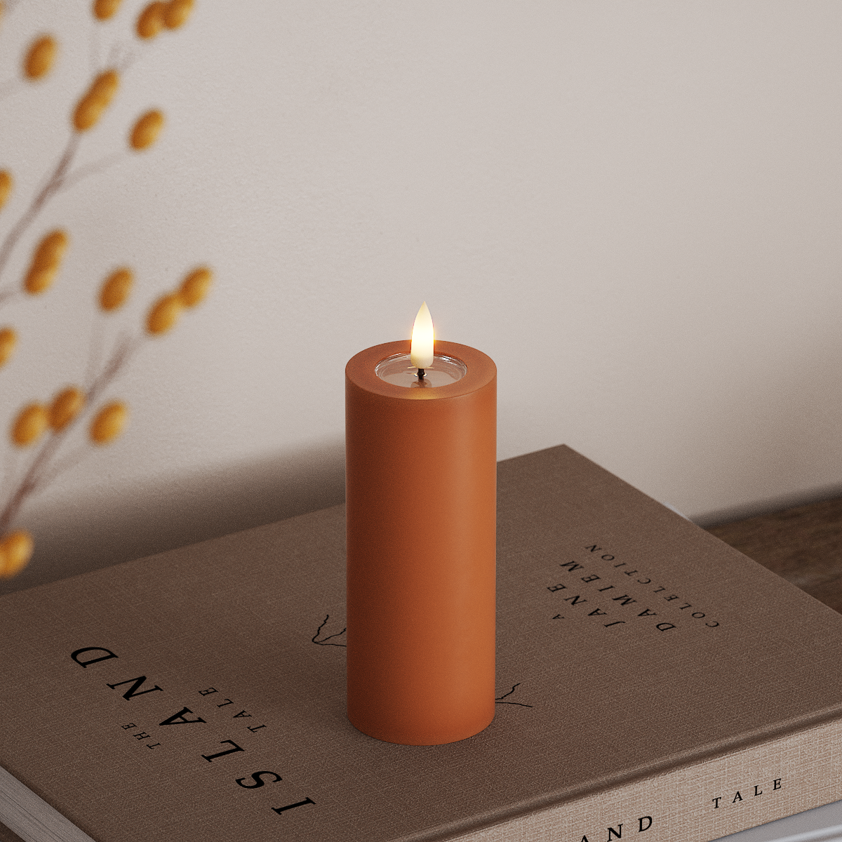 Deluxe Homeart LED Pillar candle Ø 5 x 12.5 cm Orange LED Pillar candle 3