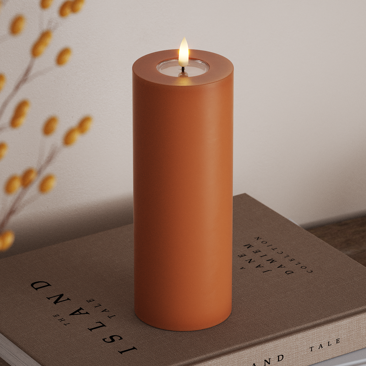 Deluxe Homeart LED Pillar candle Ø 7.5 x 20 cm Orange LED Pillar candle 3