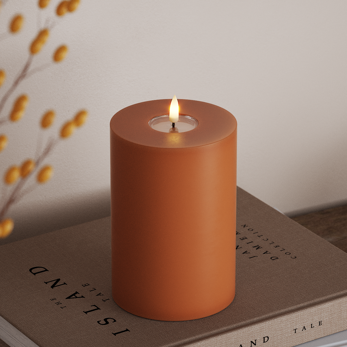 Deluxe Homeart LED Pillar candle Ø 10 x 15 cm Orange LED Pillar candle 3