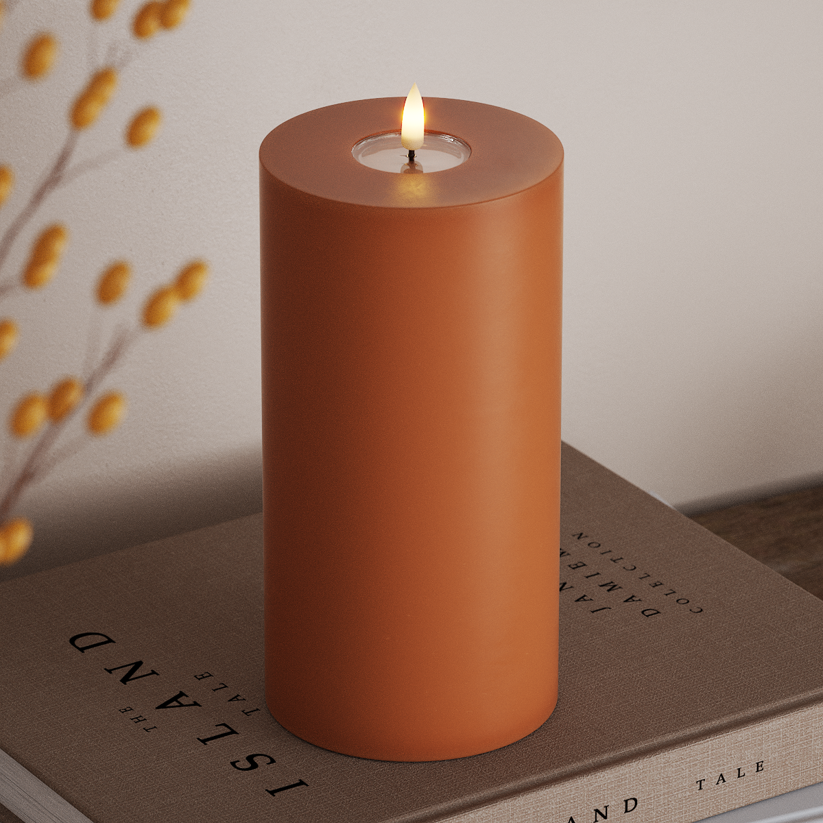 Deluxe Homeart LED Pillar candle Ø 10 x 20 cm Orange LED Pillar candle 3