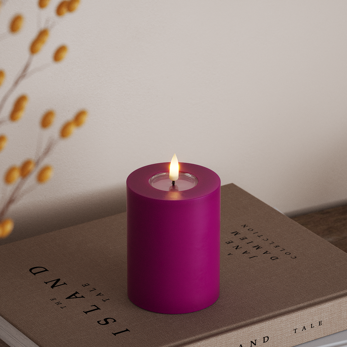 Deluxe Homeart LED Pillar candle Ø 7.5 x 10 cm Violet LED Pillar candle 3