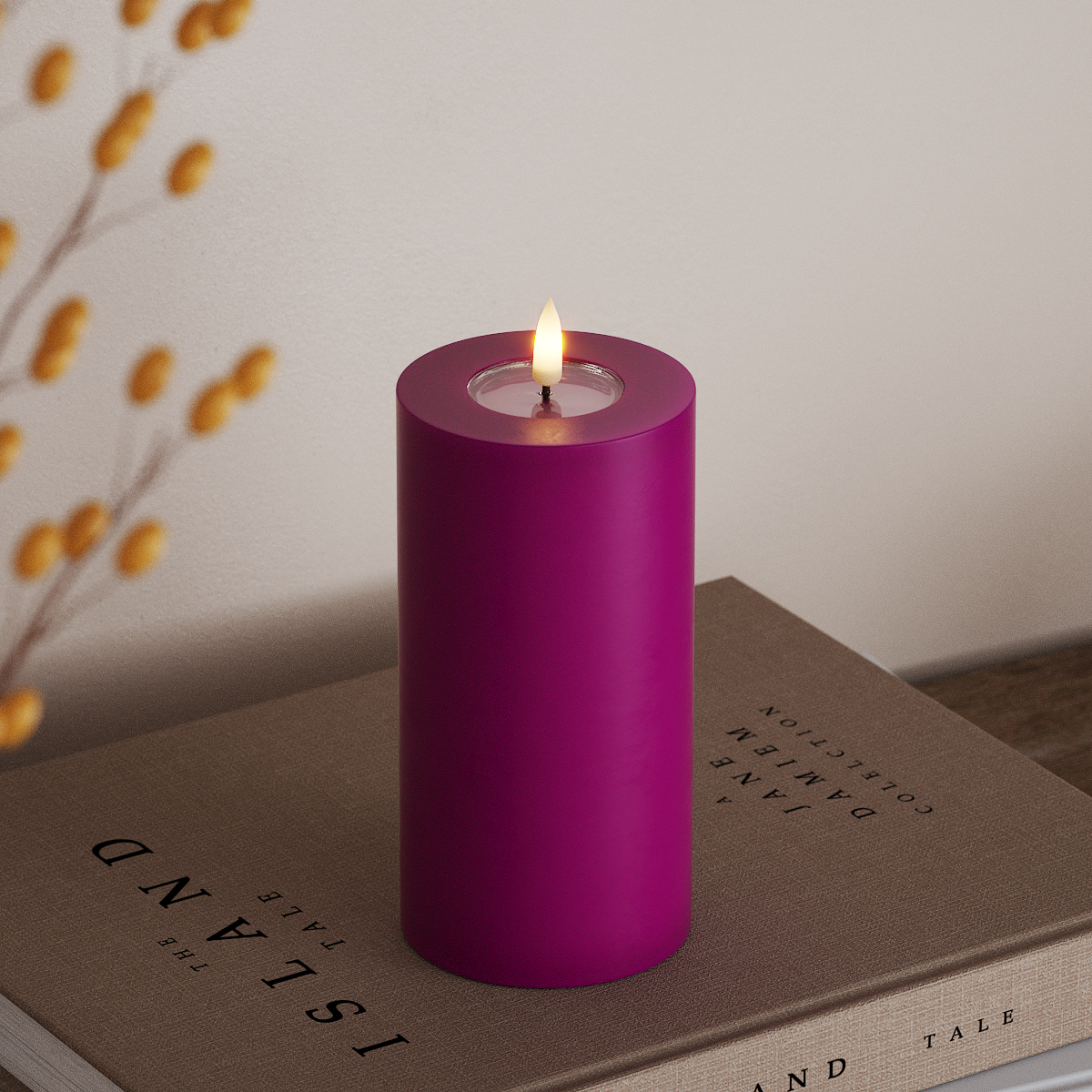 Deluxe Homeart Φωτιστικό μπλοκ LED Ø 7,5 x 15 cm Βιολετί Φως μπλοκ LED 3