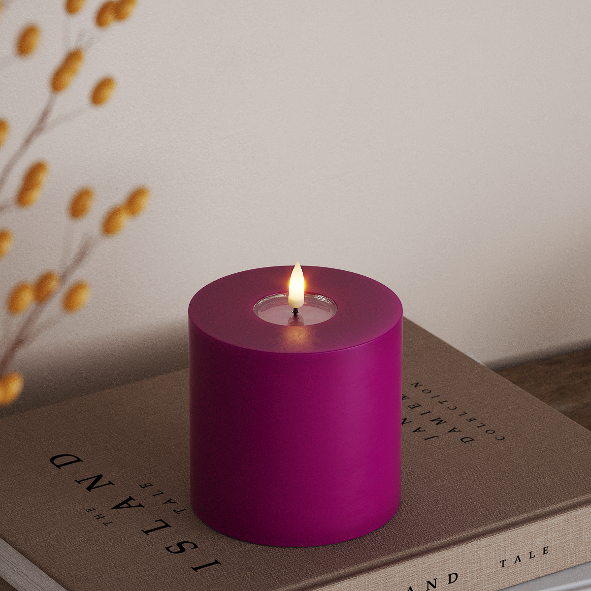 Deluxe Homeart LED Pillar candle Ø 10 x 10 cm Violet LED Pillar candle 3