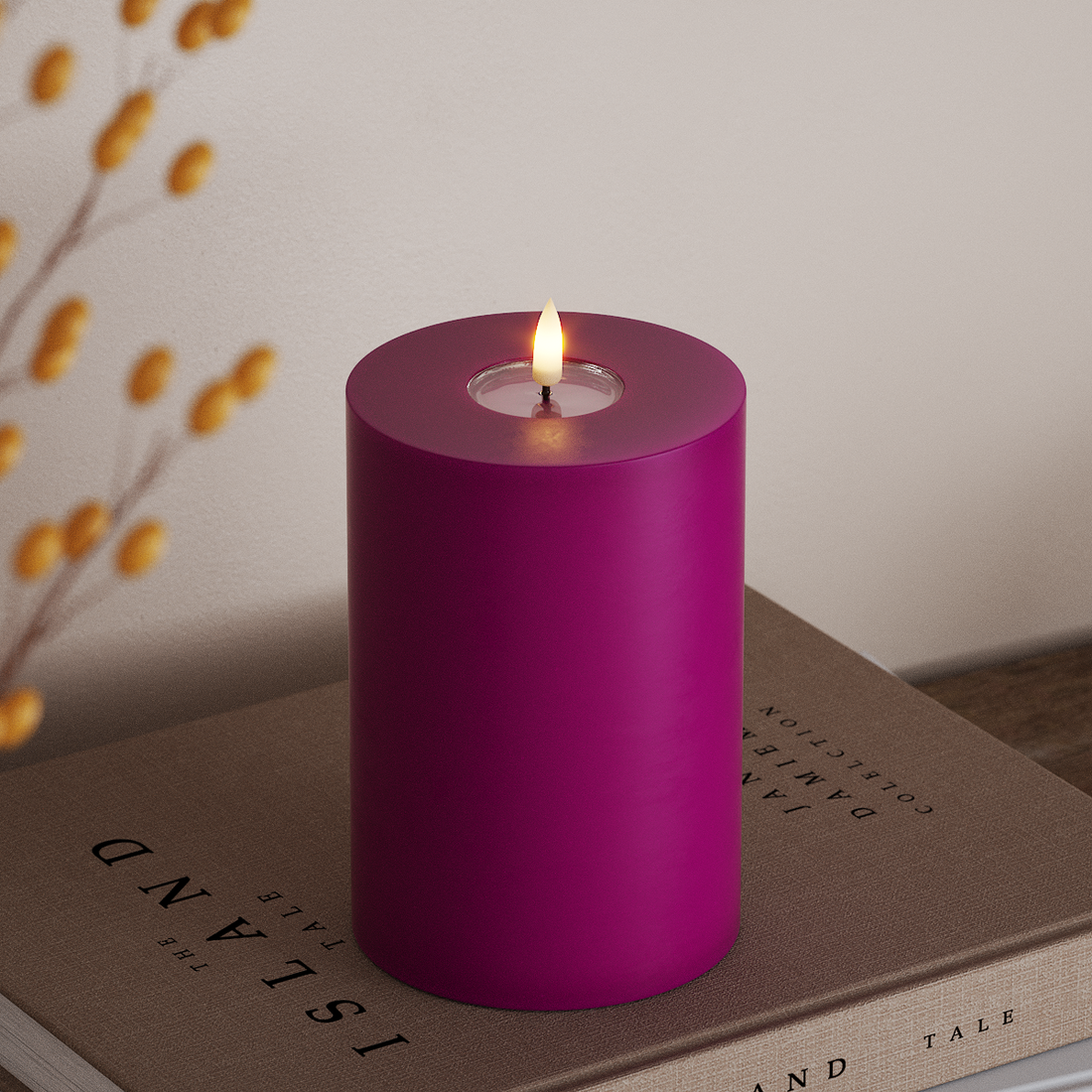 Deluxe Homeart LED Pillar candle Ø 10 x 15 cm Violet LED Pillar candle 4
