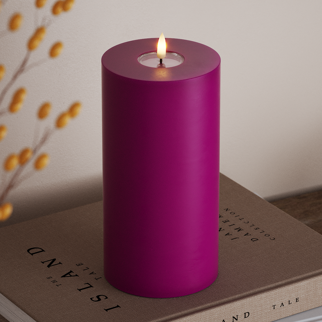Deluxe Homeart LED Pillar candle Ø 10 x 20 cm Violet LED Pillar candle 4