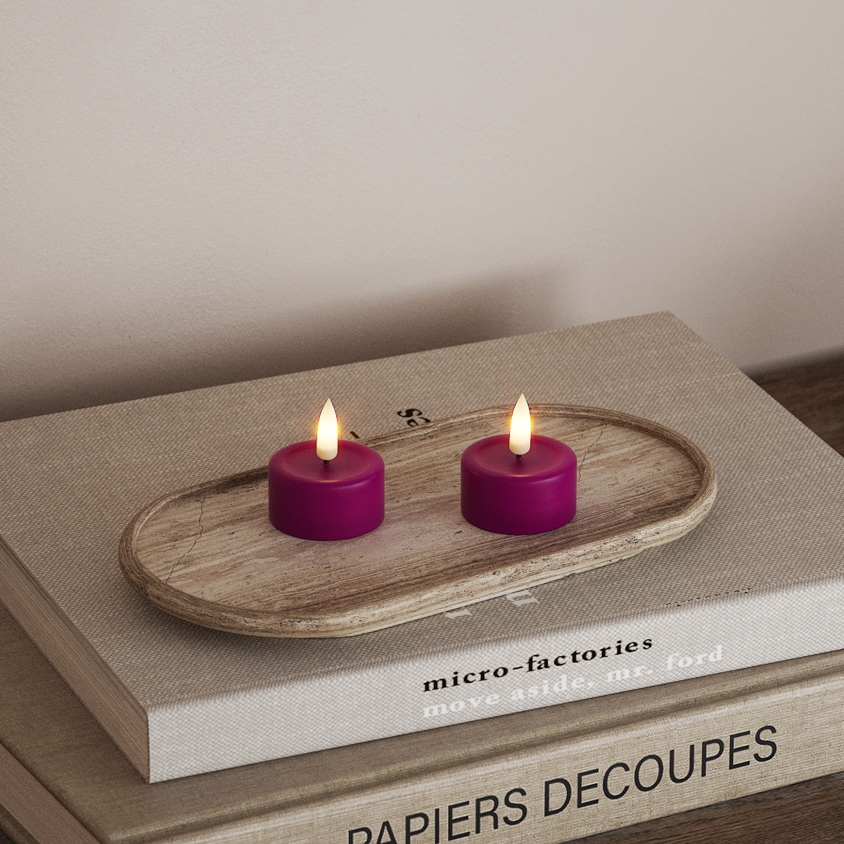 Deluxe Homeart LED čajová svíčka 2ks. Fialová LED čajová svíčka 3