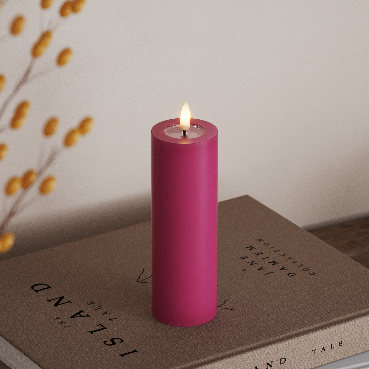 Deluxe Homeart LED Pillar candle Ø 5 x 15 cm Magenta LED Pillar candle 3