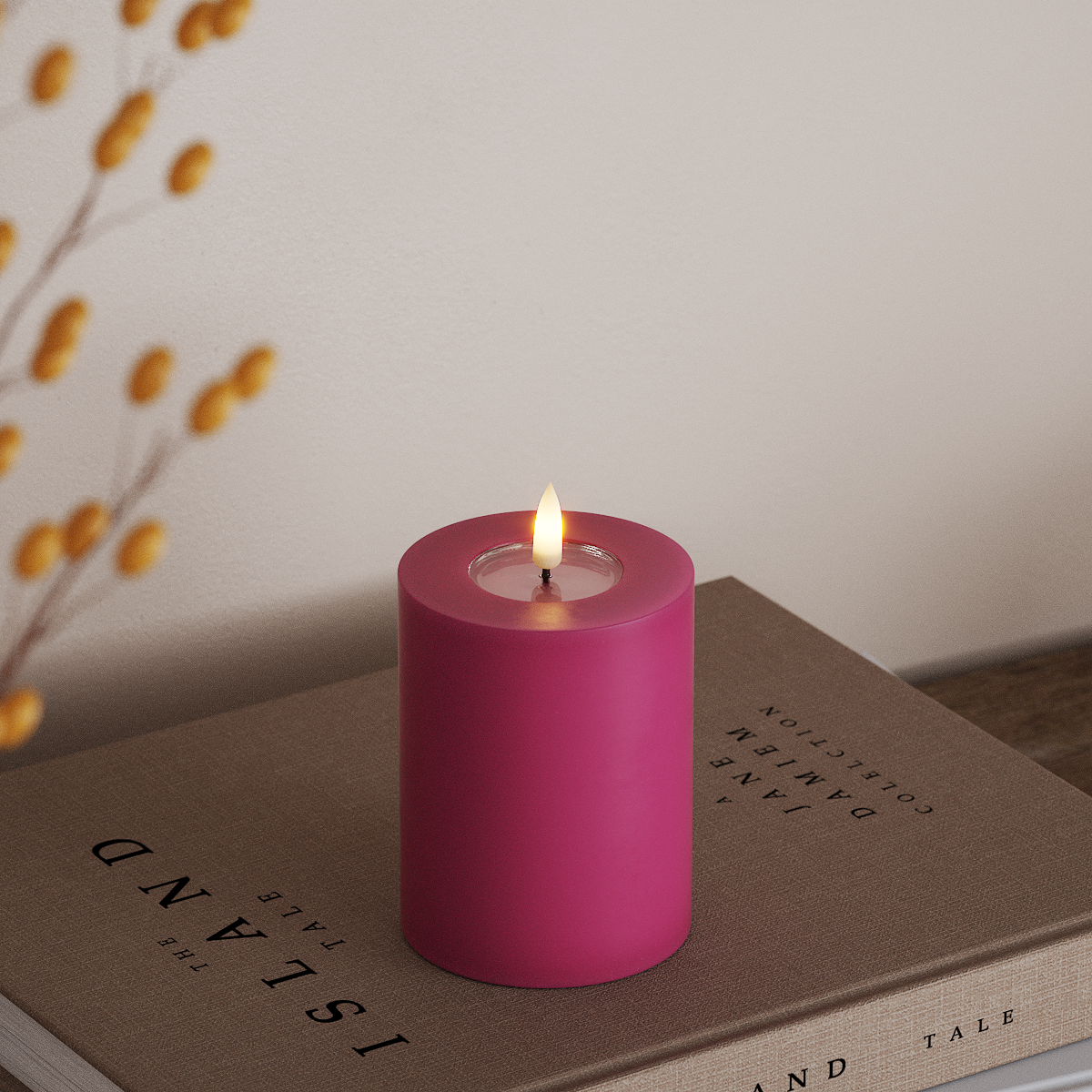 Deluxe Homeart LED Pillar candle Ø 7.5 x 10 cm Magenta LED Pillar candle 3