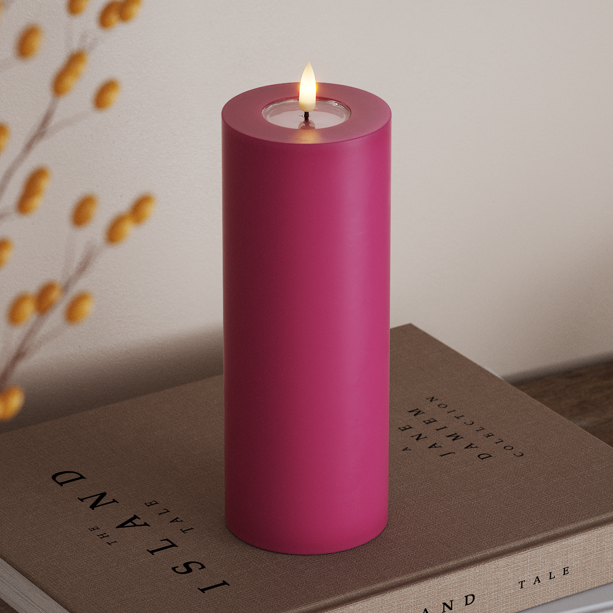 Deluxe Homeart LED Pillar candle Ø 7.5 x 20 cm Magenta LED Pillar candle 3