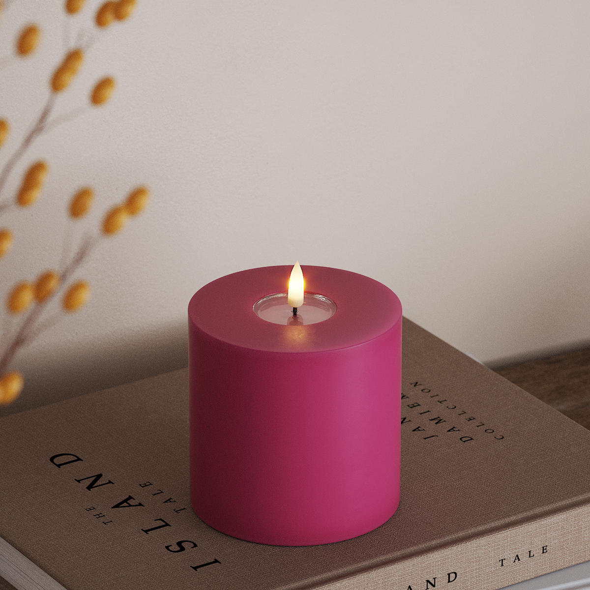 Deluxe Homeart LED Pillar candle Ø 10 x 10 cm Magenta LED Pillar candle 3