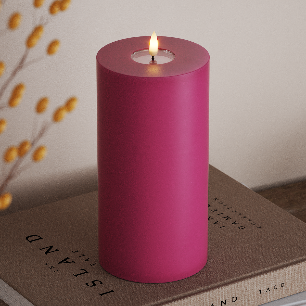 Deluxe Homeart LED Pillar candle Ø 10 x 20 cm Magenta LED Pillar candle 3