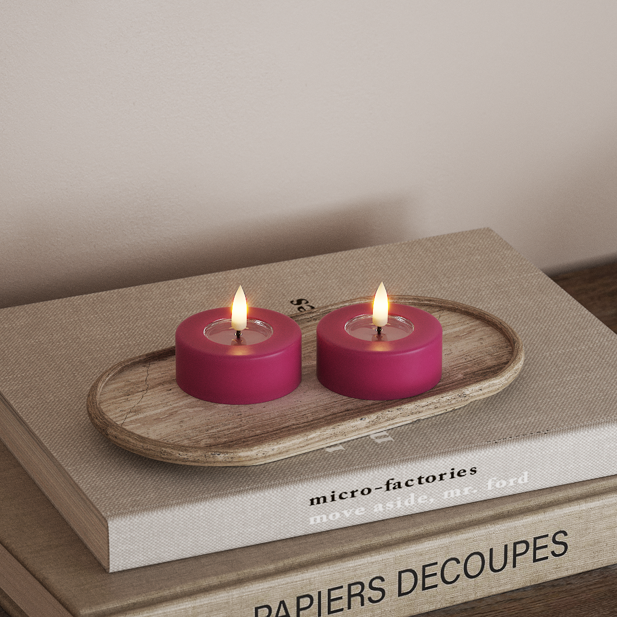 Deluxe Homeart LED Jumbo Tealight candle 2 pieces Large Magenta LED jumbo Tealight candle 3