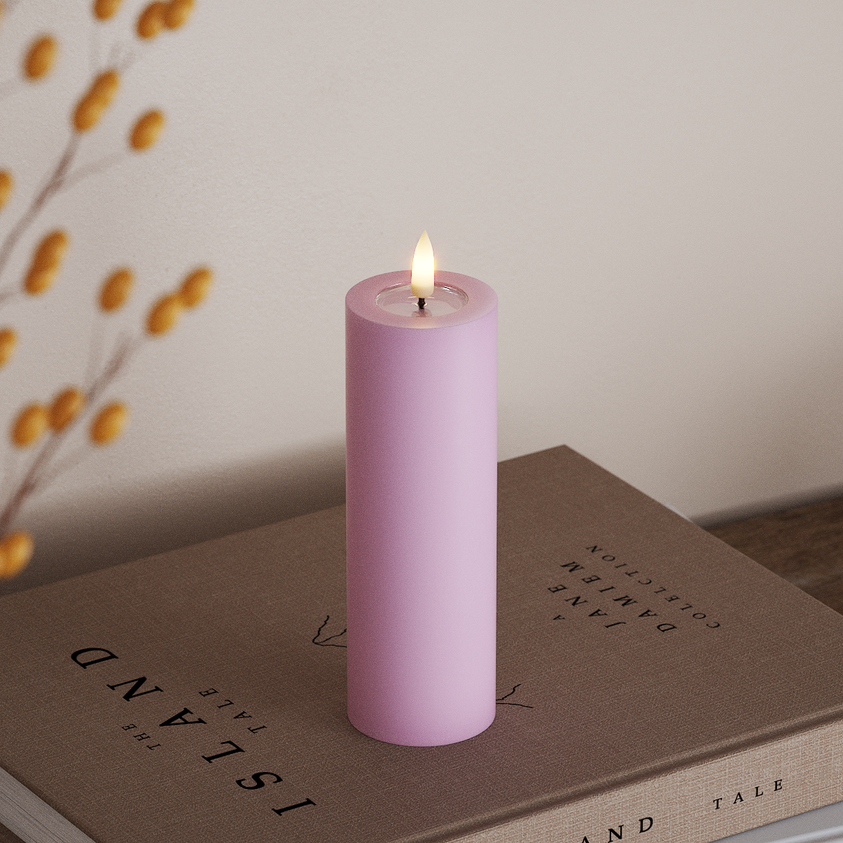 Deluxe Homeart LED Pillar candle Ø 5 x 15 cm Lavender LED Pillar candle 3