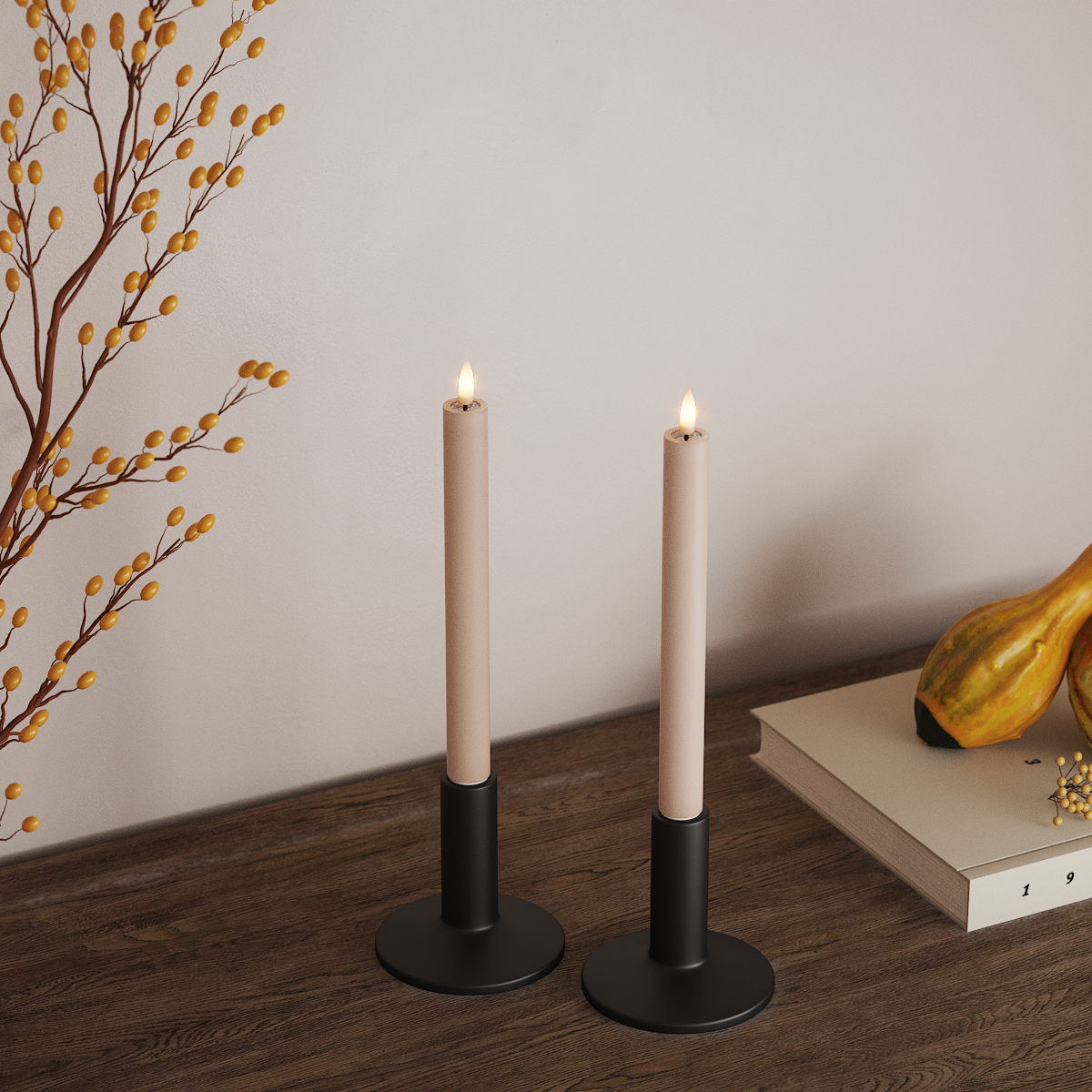 Deluxe Homeart LED Dinner candle 2 pieces, Ø 2 x 24 cm Pink LED Dinner candle 3