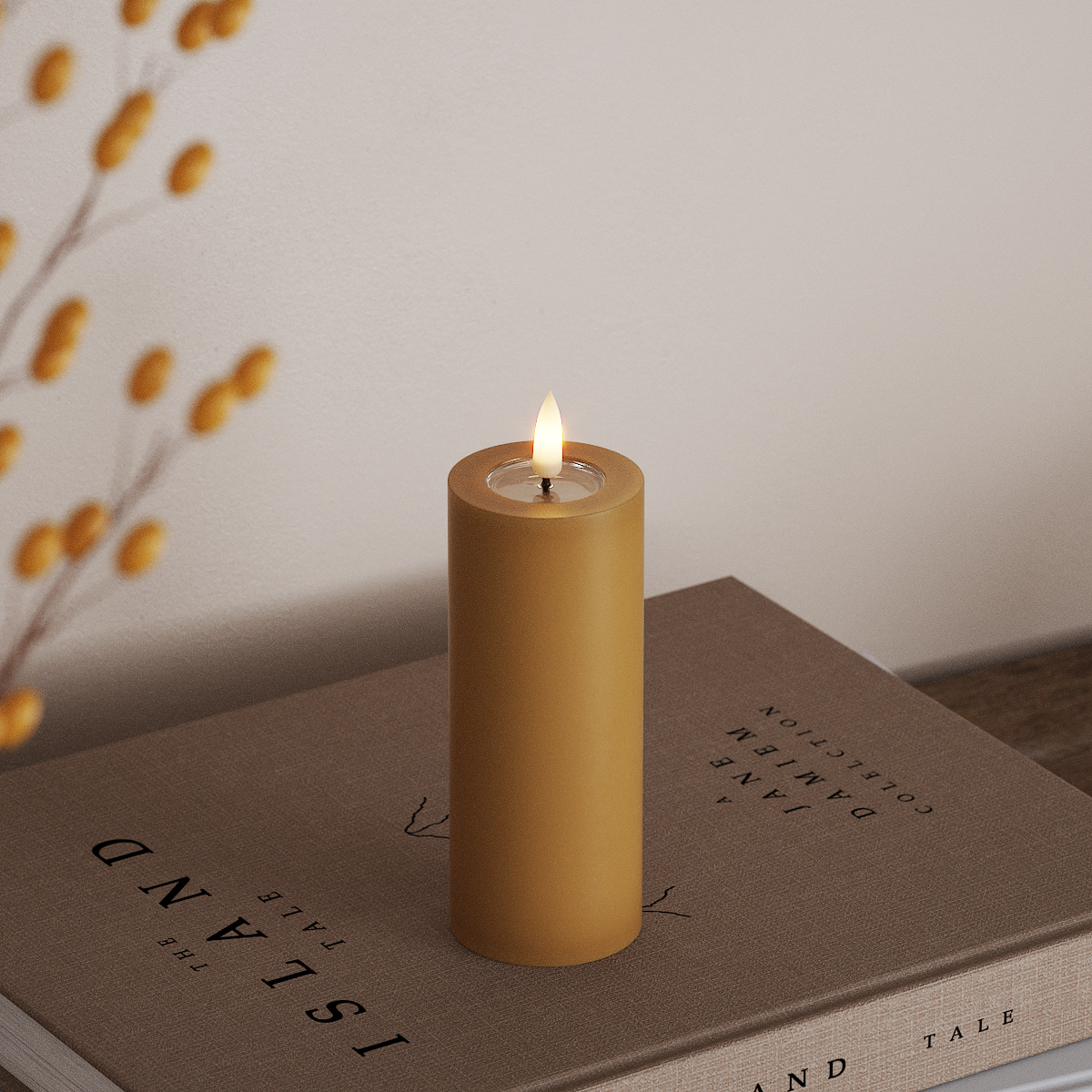 Deluxe Homeart LED Pillar candle Ø 5 x 12.5 cm Curry LED Pillar candle 3