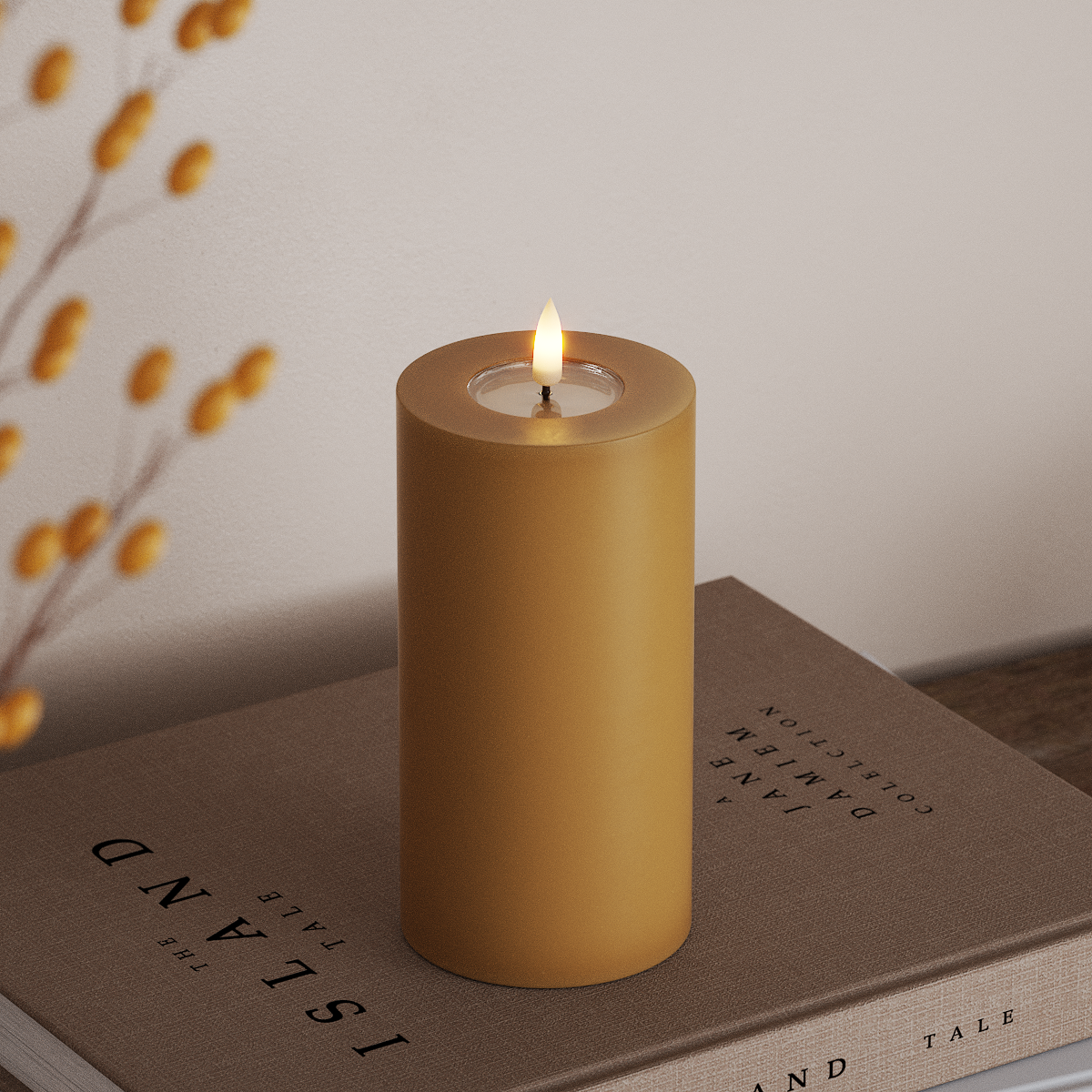 Deluxe Homeart LED Pillar candle Ø 7.5 x 15 cm Curry LED Pillar candle 3