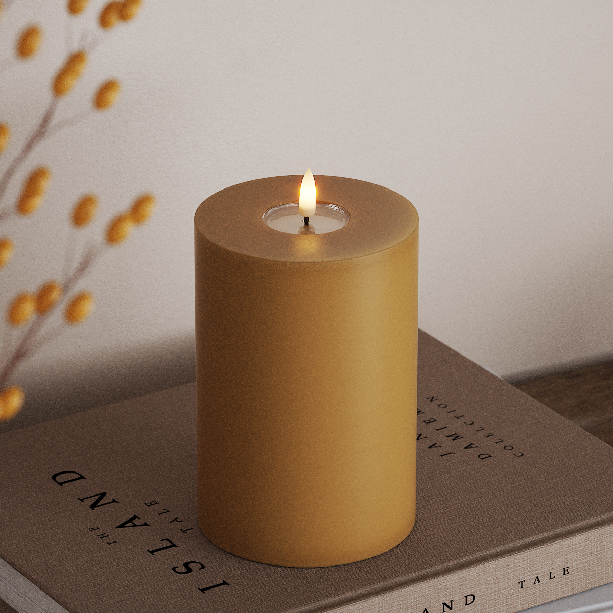 Deluxe Homeart LED Pillar candle Ø 10 x 15 cm Curry LED Pillar candle 3