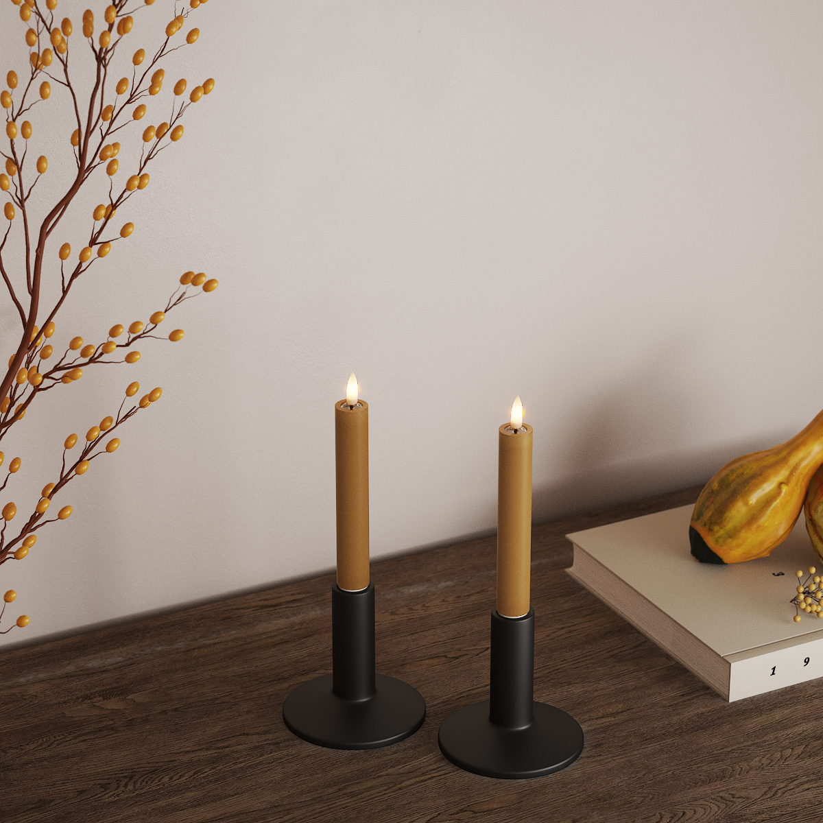 Deluxe Homeart LED Dinner candle 2 pieces, Ø 2 x 15 cm Curry LED Dinner candle 3