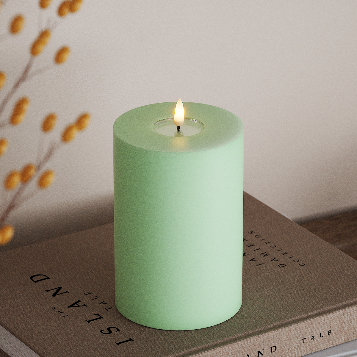 Deluxe Homeart LED Pillar candle Ø 10 x 15 cm Mint LED Pillar candle 3
