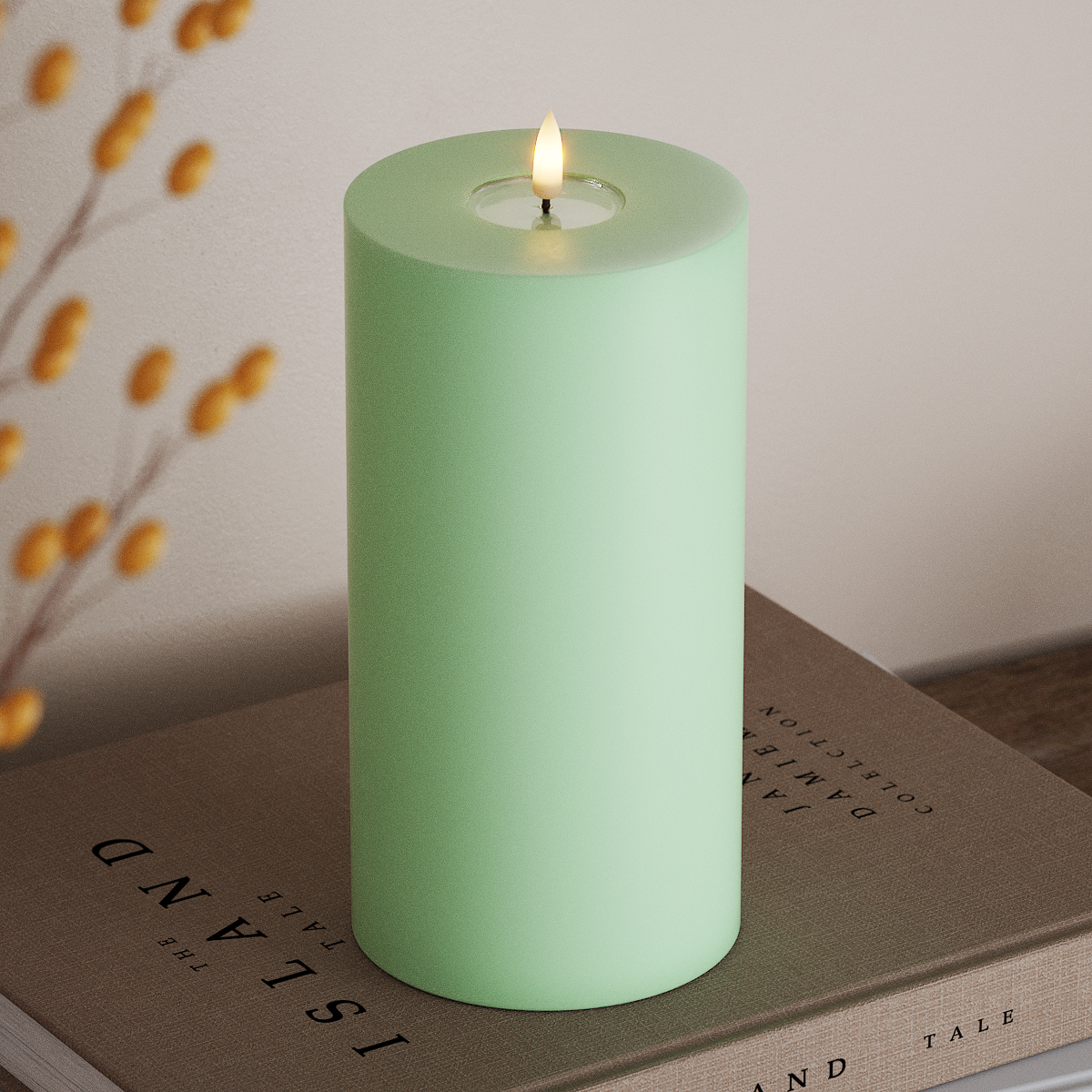 Deluxe Homeart Φωτιστικό μπλοκ LED Ø 10 x 20 cm Μέντα Φως μπλοκ LED 3