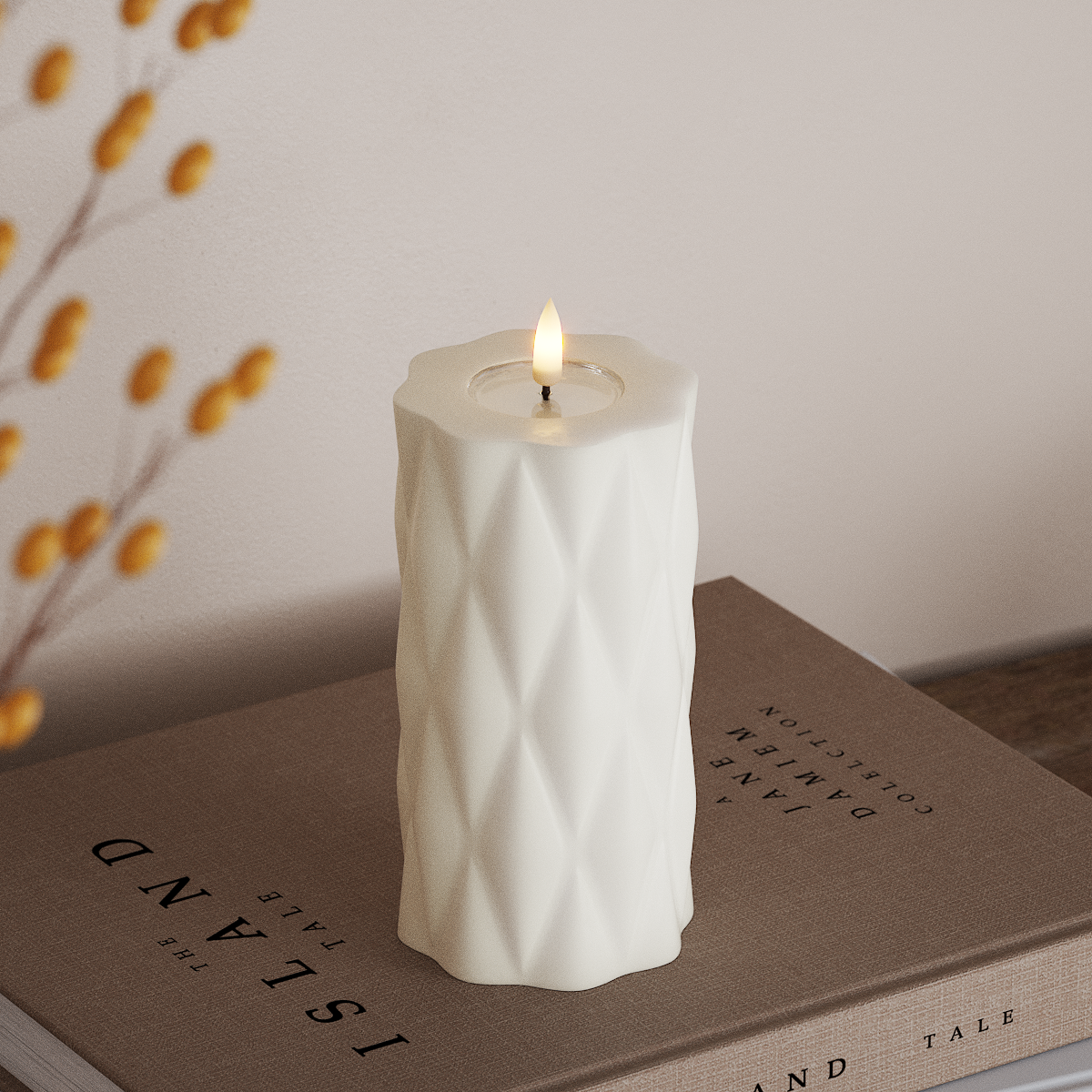 Deluxe Homeart Harlequin LED Pillar candle Ø 7.5 x 15 cm White LED Harlequin 3