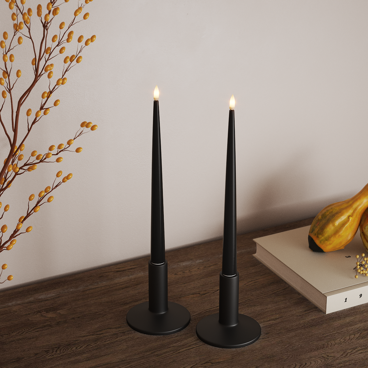 Deluxe Homeart LED Shiny Dinner candle with Lacquer, 2 pieces 28 cm Black LED Shiny Dinner candle 3