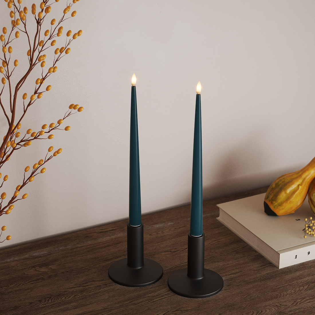 Deluxe Homeart LED Ljus Med Lack med Lack, 2 st 28 cm Petroleum LED Ljus Med Lack 4