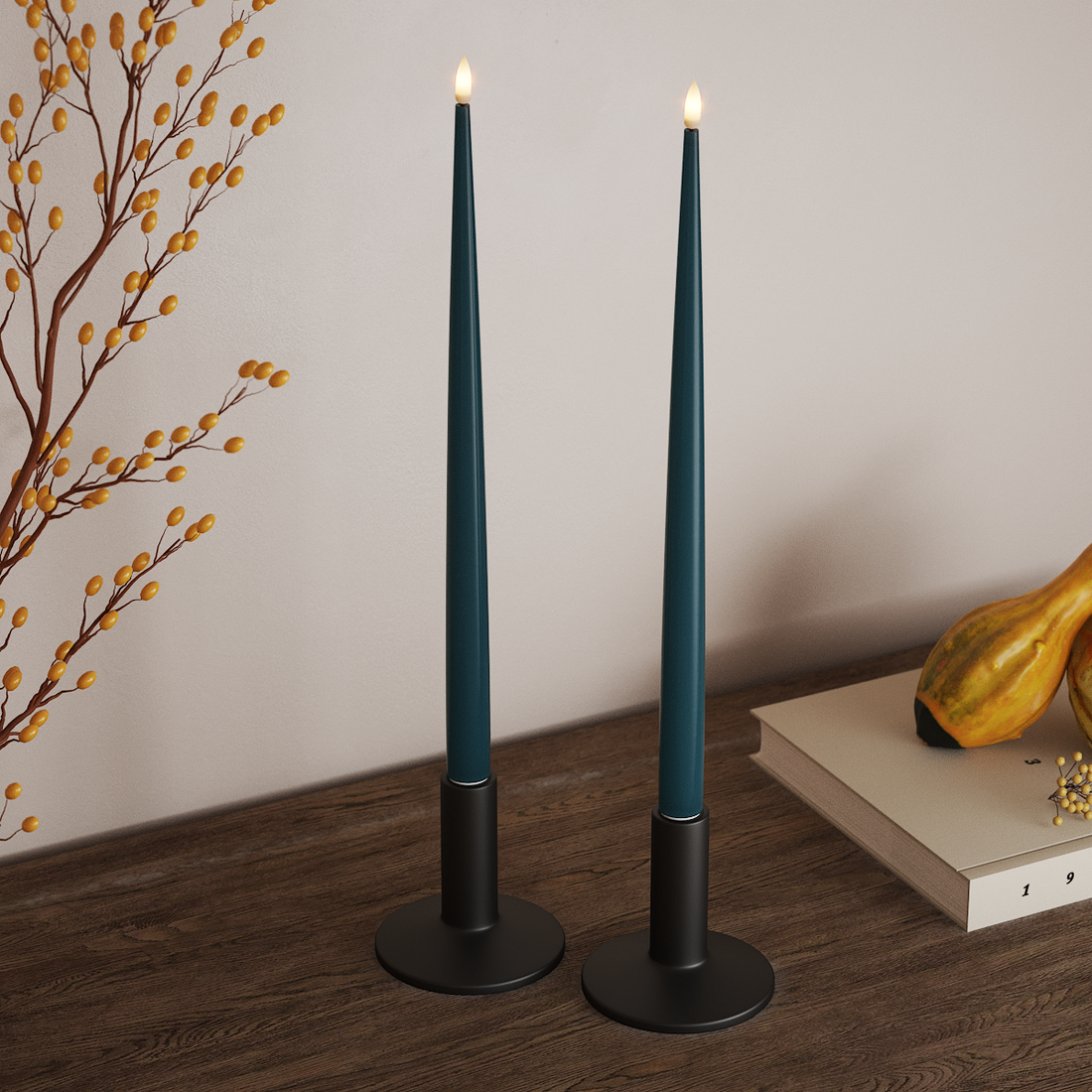 Deluxe Homeart LED Ljus Med Lack med Lack, 2 st 38 cm Petroleum LED Ljus Med Lack 4