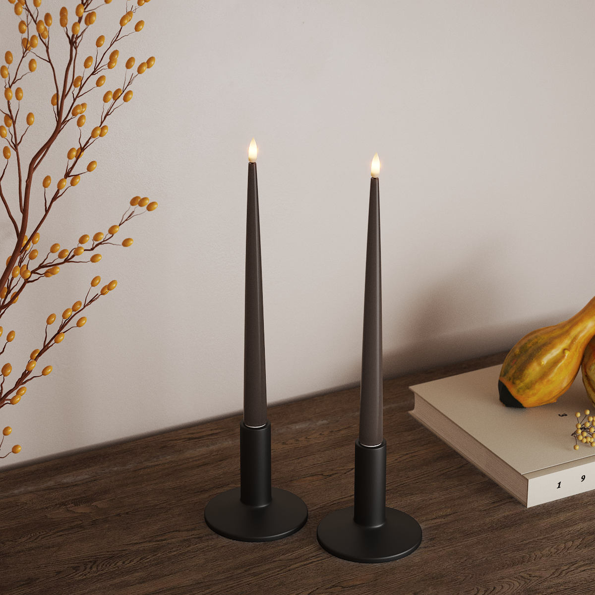 Deluxe Homeart LED Shiny Dinner candle with Lacquer, 2 pieces 28 cm Mocha LED Shiny Dinner candle 3