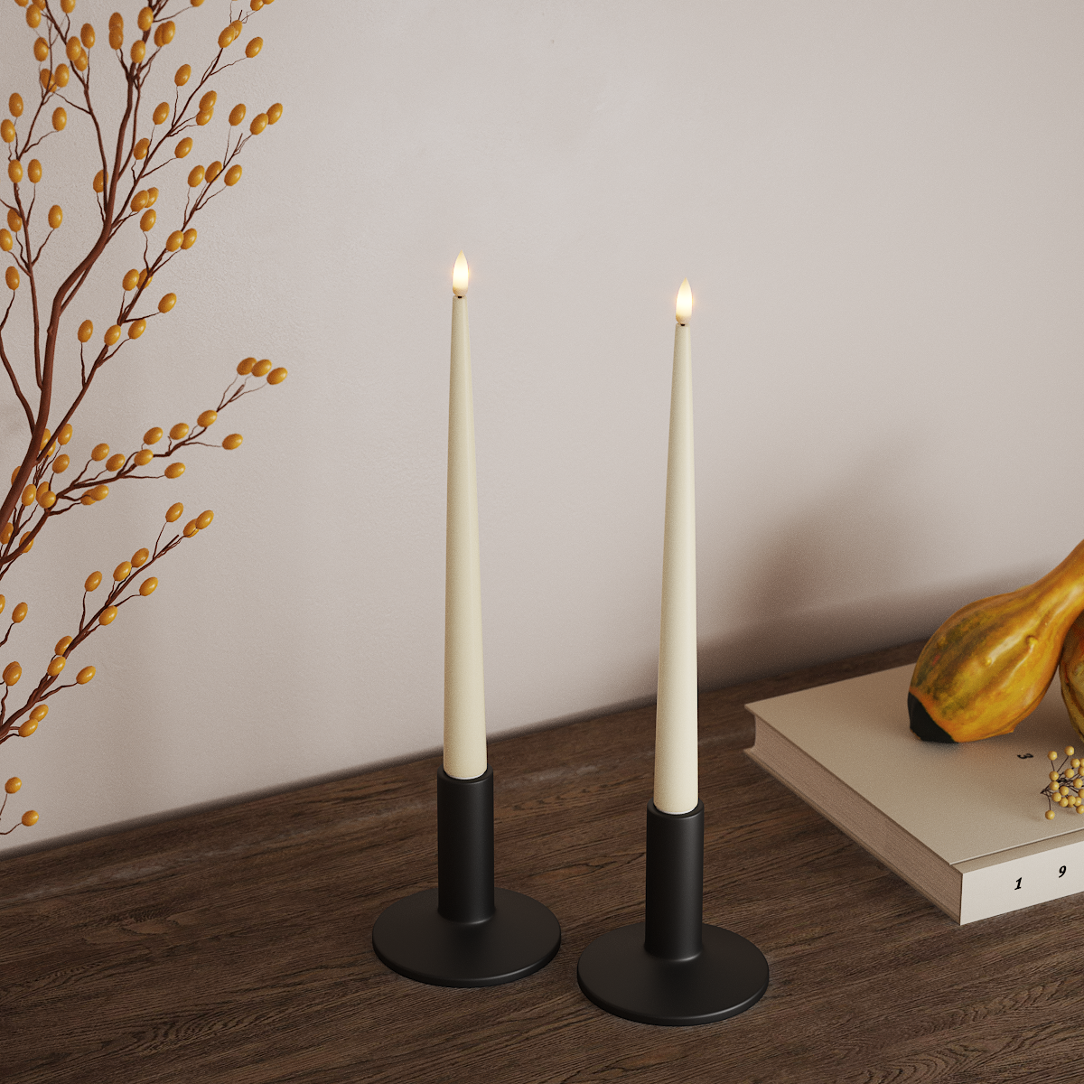 Deluxe Homeart LED Shiny Dinner candle with Lacquer, 2 pieces 28 cm Cream LED Shiny Dinner candle 3