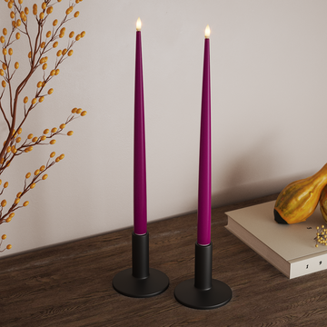 Deluxe Homeart LED Shiny Dinner candle with Lacquer, 2 pieces 38 cm Violet LED Shiny Dinner candle 3