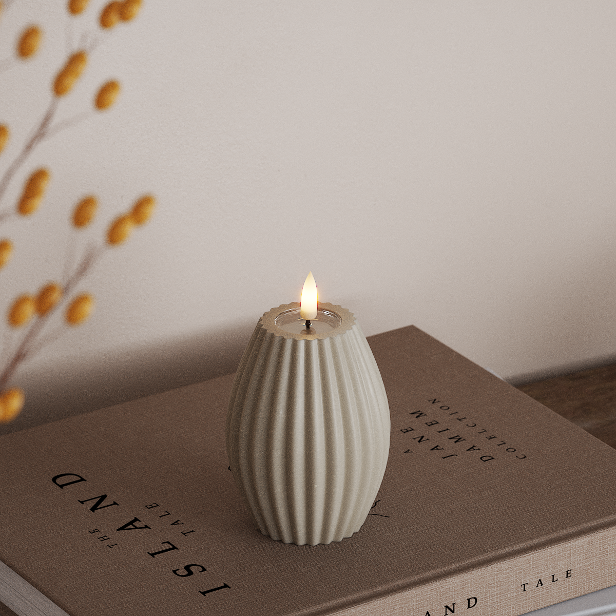 Deluxe Homeart LED Rillet lys D 7,5 x H 10 cm Sand LED rillelys 3