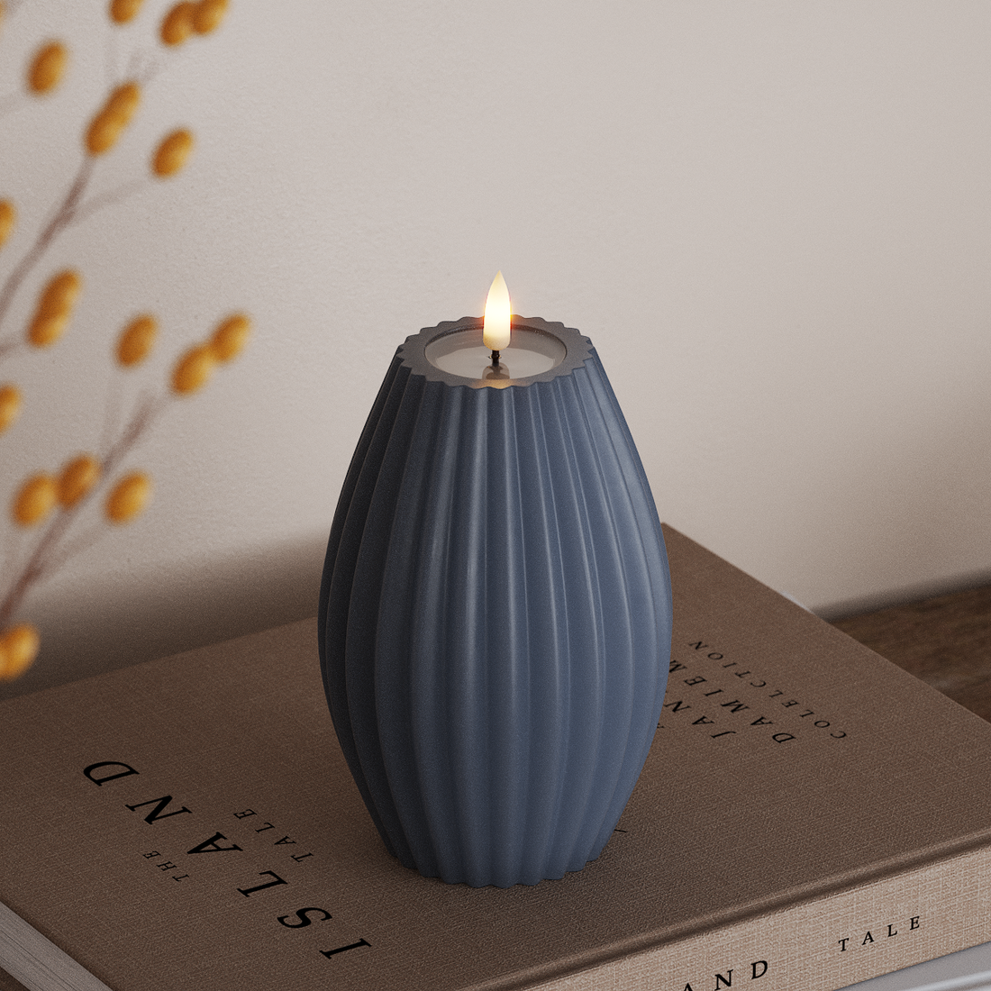 Deluxe Homeart LED Rilleljus D 10 x H 15 cm Isblå LED Rilleljus 4