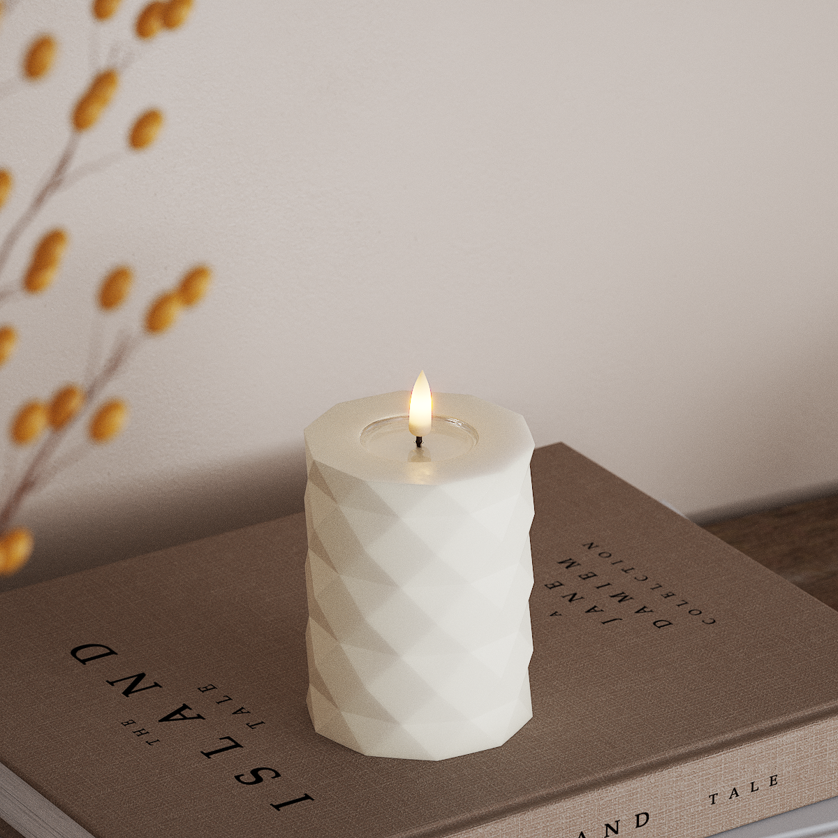 Deluxe Homeart Square LED Pillar candle Ø 7.5 x 10 cm White LED Square 3