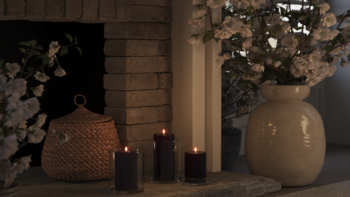LED Blokker lys med naturtro LED flamme