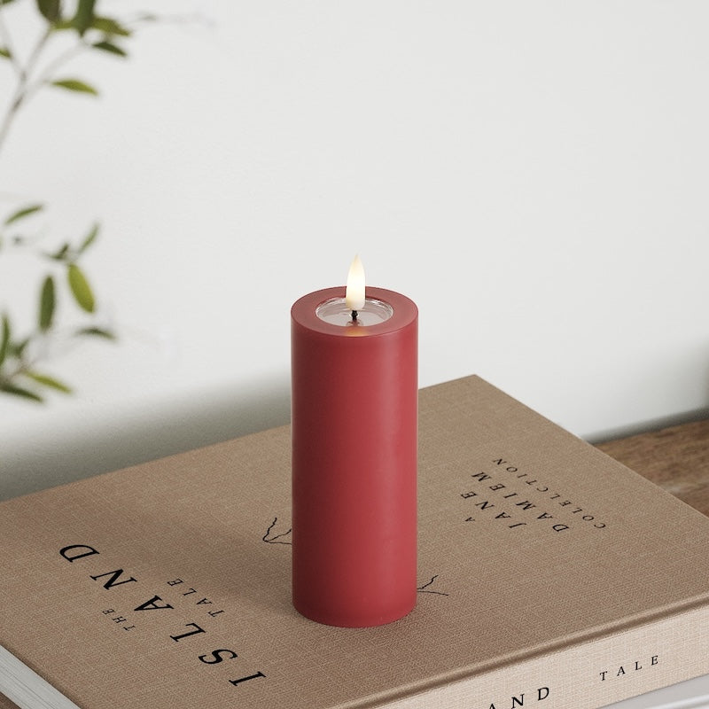 Deluxe Homeart LED Pillar candle Ø 5 x 12.5 cm Bordeaux