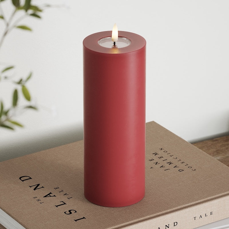 Deluxe Homeart LED Pillar candle Ø 7.5 x 20 cm Bordeaux