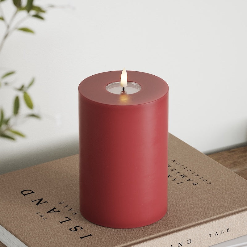 Deluxe Homeart LED Pillar candle Ø 10 x 15 cm Bordeaux