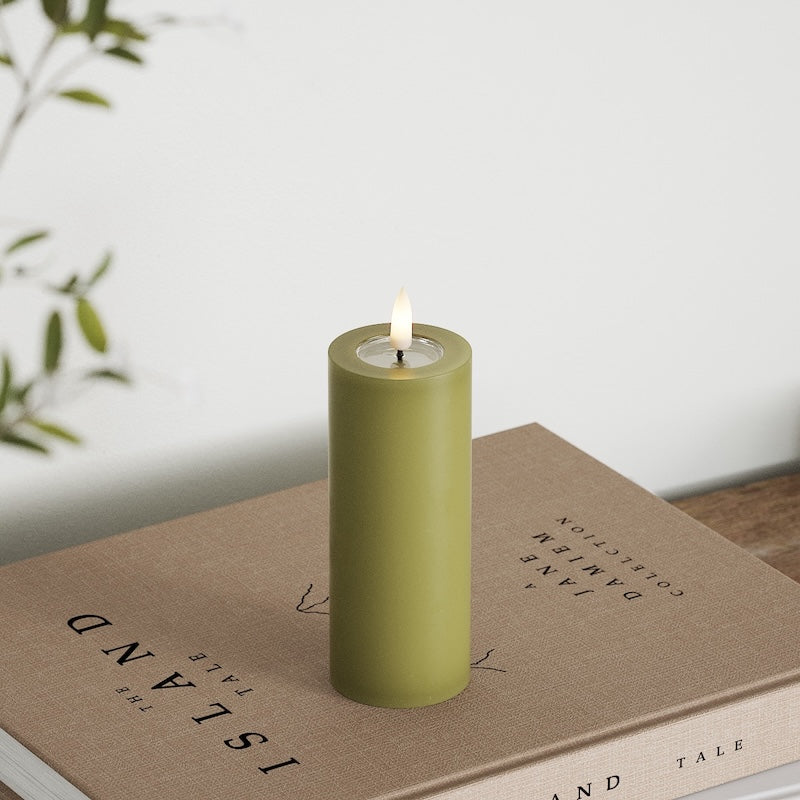 Deluxe Homeart LED Pillar candle Ø 5 x 12.5 cm Olive Green