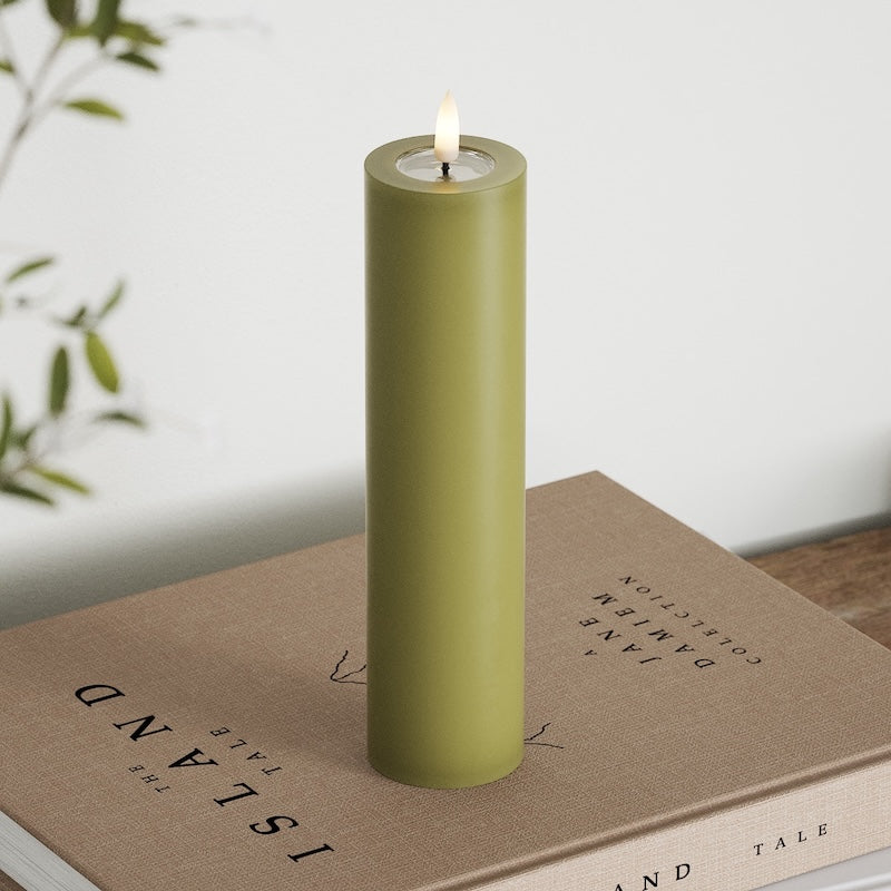 Deluxe Homeart LED Pillar candle Ø 5 x 20 cm Olive Green