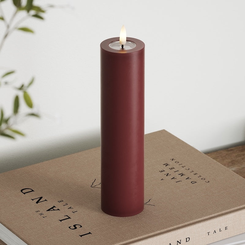 Deluxe Homeart LED Pillar candle Ø 5 x 20 cm Burgundy