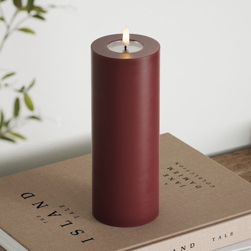 Deluxe Homeart LED Pillar candle Ø 7.5 x 20 cm Burgundy