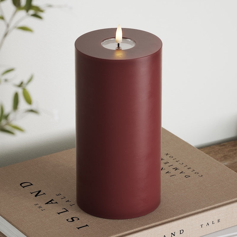 Deluxe Homeart LED Pillar candle Ø 10 x 20 cm Burgundy