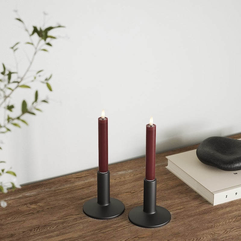 Deluxe Homeart LED Dinner candle 2 pieces, Ø 2 x 15 cm Burgundy