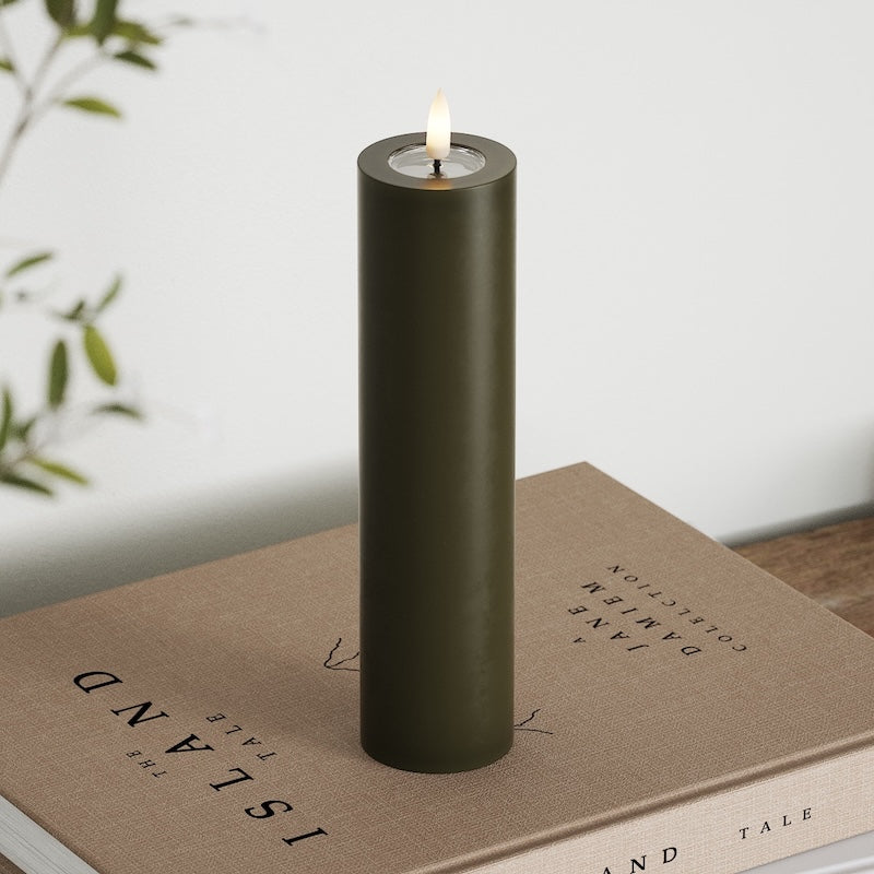 Deluxe Homeart LED Pillar candle Ø 5 x 20 cm Dark Green