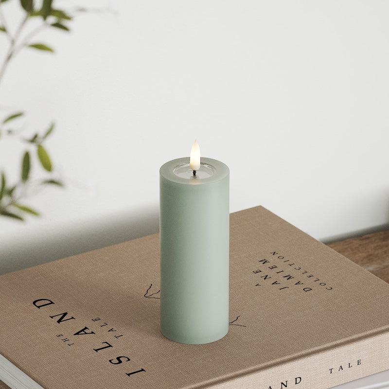 Deluxe Homeart LED Pillar candle Ø 5 x 12.5 cm Sage Green