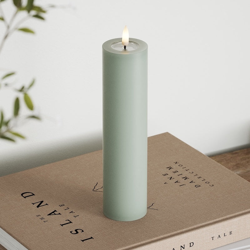 Deluxe Homeart LED Pillar candle Ø 5 x 20 cm Sage Green