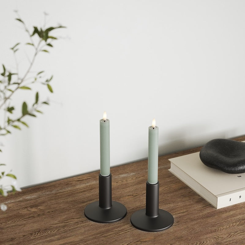 Deluxe Homeart LED Dinner candle 2 pieces, Ø 2 x 15 cm Sage Green
